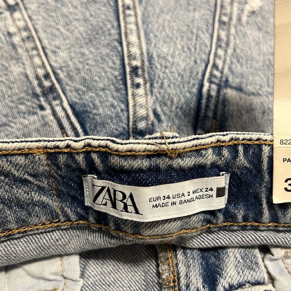 Zara Shorts Jeans Denim Blue Distressed Women Shorts jeans size 2 NEW - Picture 11 of 15